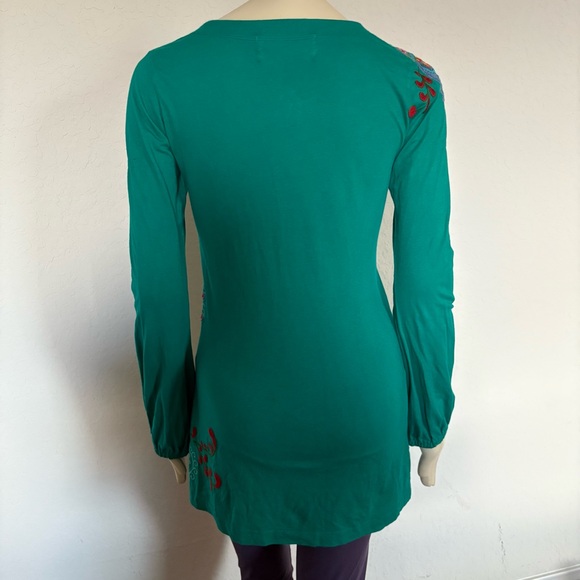 Johnny Was JWLA Womens Tunic Top Size Small Embroidered Boho Peacock - Picture 8 of 16